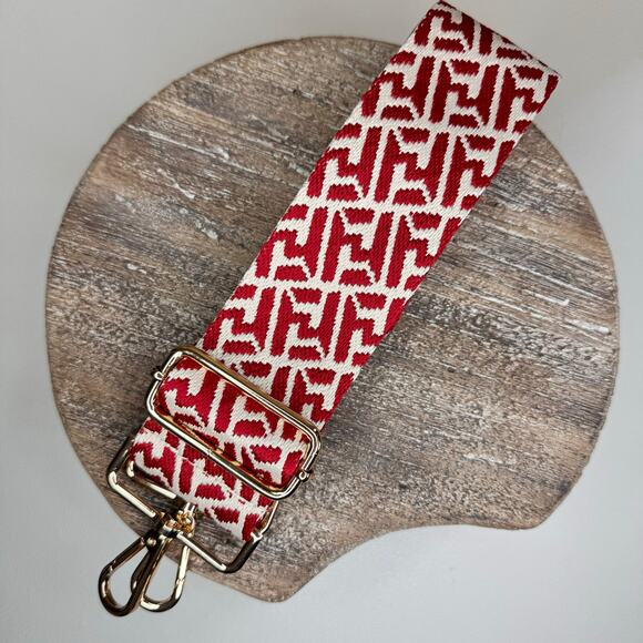 Wide RED PATTERN Purse Strap Adjustable Crossbody Guitar Strap NEW FAST SHIP - Picture 1 of 4
